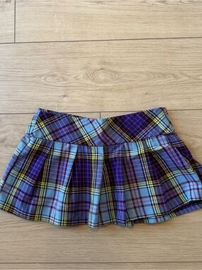 Plaid Pleated Mini Skirt - Multicolor